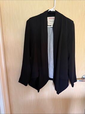 Anthropologie Black Draped Open-Front Blazer